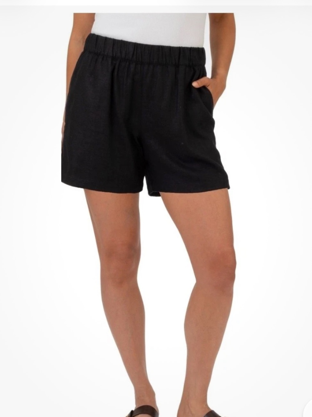 Blank NYC Black Pull-On Linen blend Bermuda Shorts